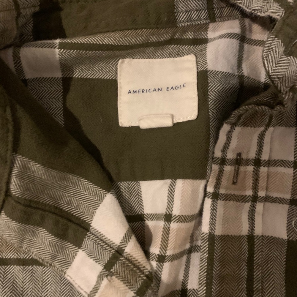 Green and white plaid flannel